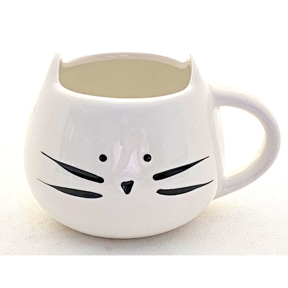 Cute White Cat Face Ceramic Mug Kawaii Kitty Cup With Ears Coffee Tea Mug